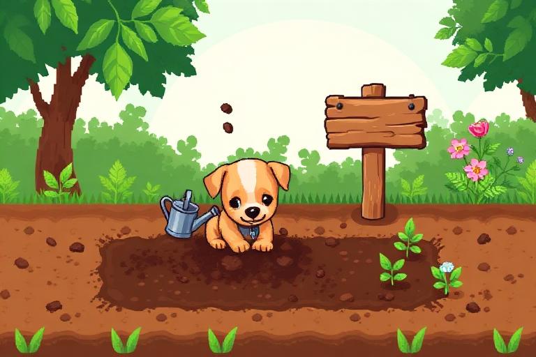 Pixel-art scene: plant
